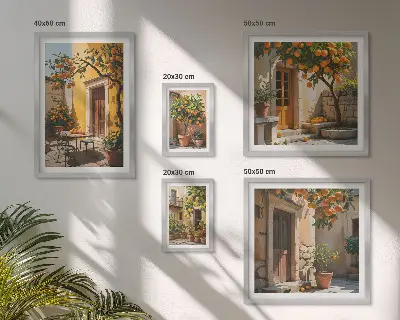 Framed photo set Citrus fruits in gardens