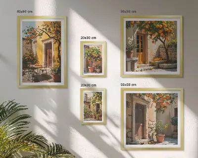 Framed photo set Citrus fruits in gardens
