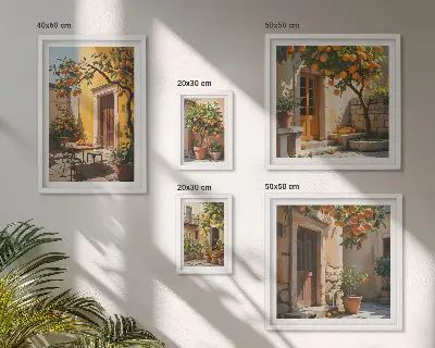 Citrus fruits in gardens framed photo set