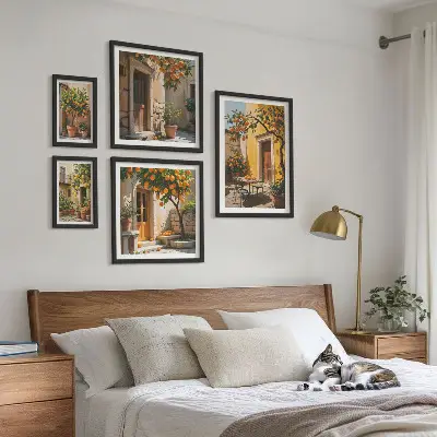 Citrus fruits in gardens framed photo set