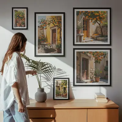 Framed photo set Citrus fruits in gardens