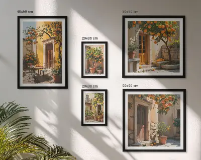 Citrus fruits in gardens framed photo set