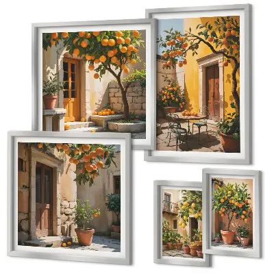 Framed photo set Citrus fruits in gardens