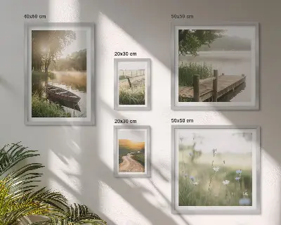 Framed photo set Tranquil landscapes of water and greenery