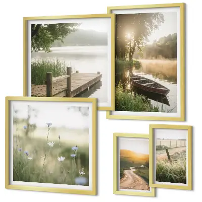 Framed photo set Tranquil landscapes of water and greenery