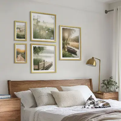 Framed photo set Tranquil landscapes of water and greenery