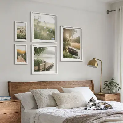 Framed photo set Tranquil landscapes of water and greenery