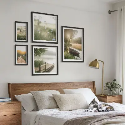 Framed photo set Tranquil landscapes of water and greenery