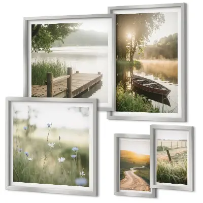 Framed photo set Tranquil landscapes of water and greenery