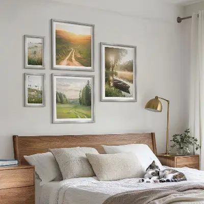 Set of 5 wall art pieces Landscapes of water and greenery