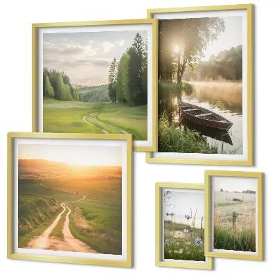 Landscapes of water and greenery wall art set of 5 pieces