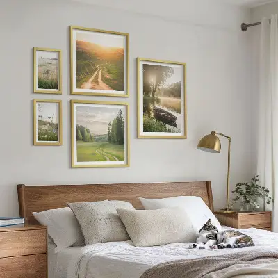 Landscapes of water and greenery wall art set of 5 pieces