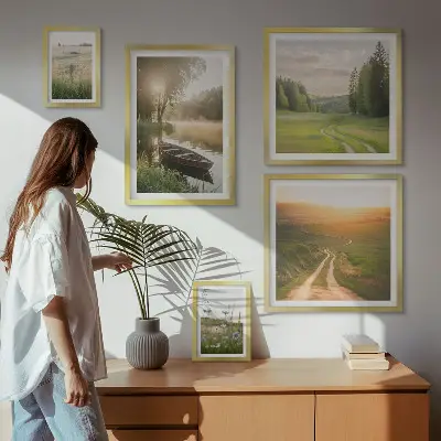 Landscapes of water and greenery wall art set of 5 pieces