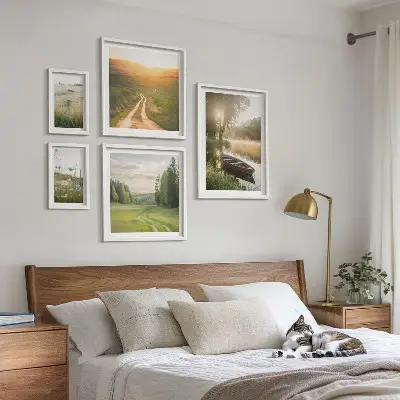 Landscapes of water and greenery wall art set of 5 pieces