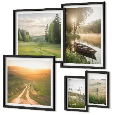 Landscapes of water and greenery wall art set of 5 pieces