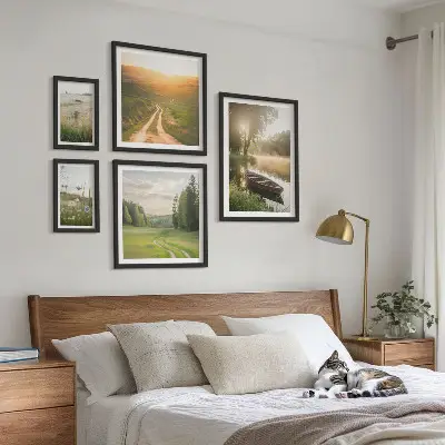 Set of 5 wall art pieces Landscapes of water and greenery