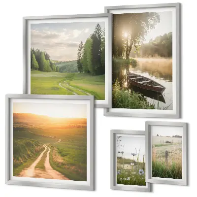 Landscapes of water and greenery wall art set of 5 pieces
