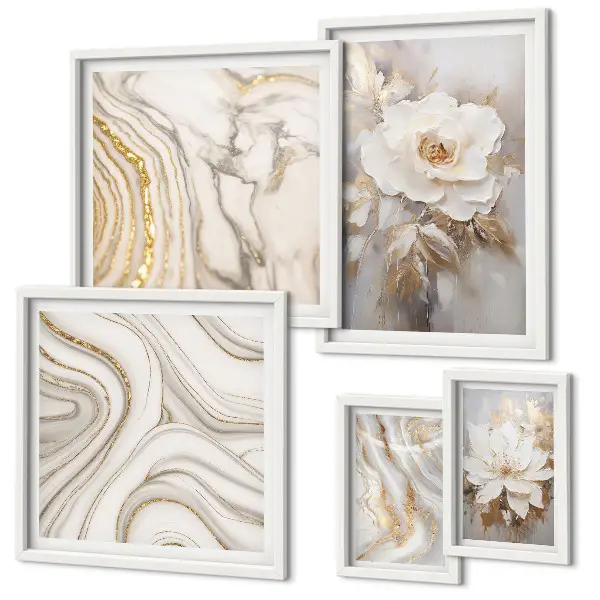 Framed photo set Abstract floral motifs, elegance