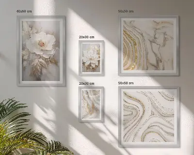 Framed photo set with abstract floral motifs in an elegant style