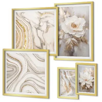 Framed photo set with abstract floral motifs in an elegant style
