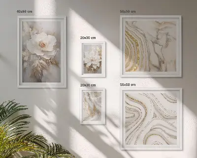 Framed photo set with abstract floral motifs in an elegant style