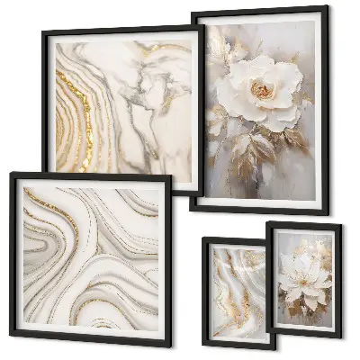 Framed photo set with abstract floral motifs in an elegant style