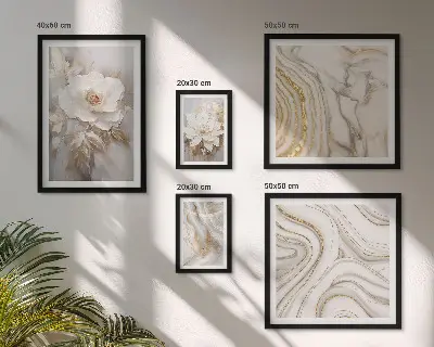 Framed photo set with abstract floral motifs in an elegant style