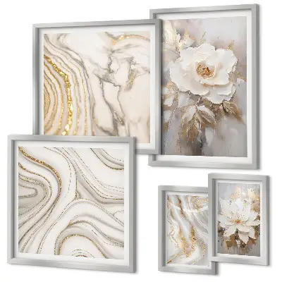 Framed photo set Abstract floral motifs, elegance