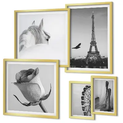 Set of 5 wall art pieces Stylish black and white images