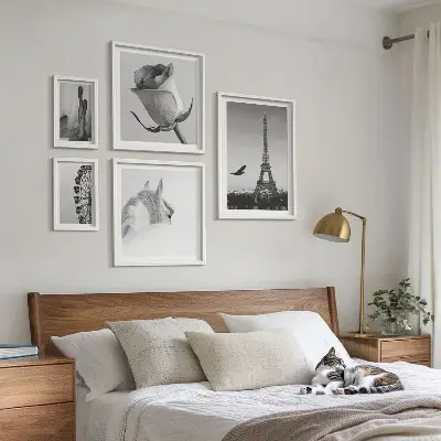 Set of 5 wall art pieces Stylish black and white images