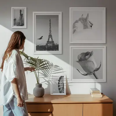 Set of 5 wall art pieces Stylish black and white images