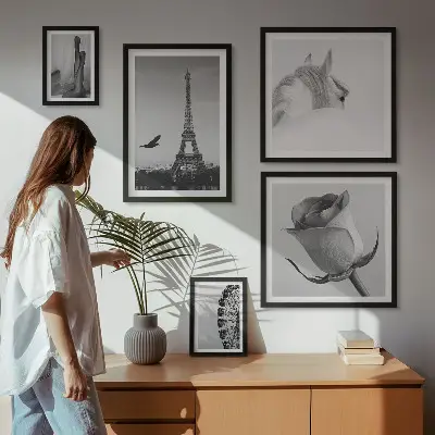 Set of 5 wall art pieces Stylish black and white images