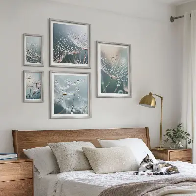 Framed photo set Dewdrops minimalist plants