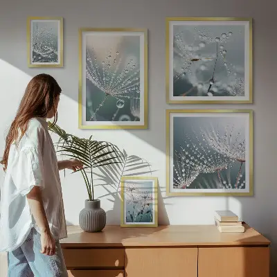 Dewdrops minimalist plants framed photo set