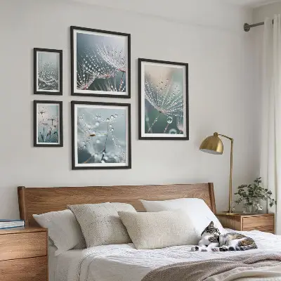 Framed photo set Dewdrops minimalist plants