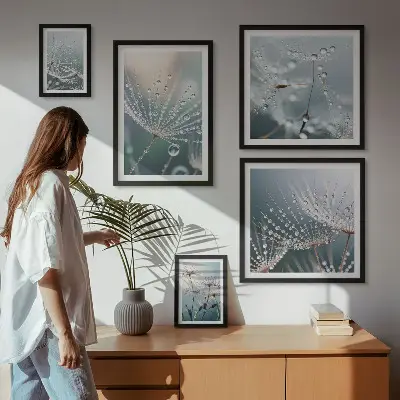 Framed photo set Dewdrops minimalist plants