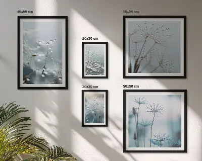 Set of 5 wall art pieces Plant motifs, water drops