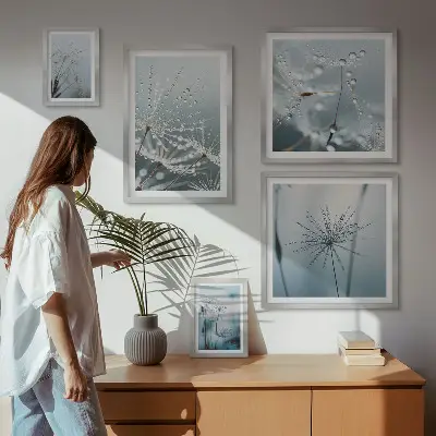 Gallery wall Water drops on plants