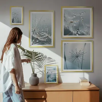 Gallery wall Water drops on plants
