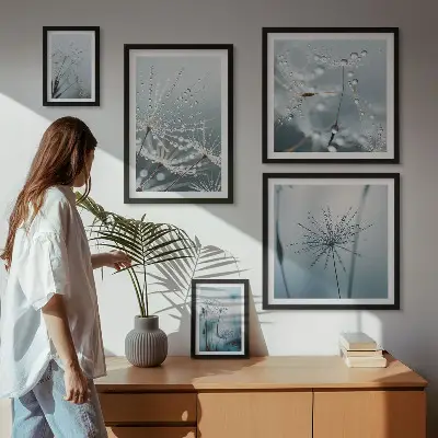 Gallery wall Water drops on plants
