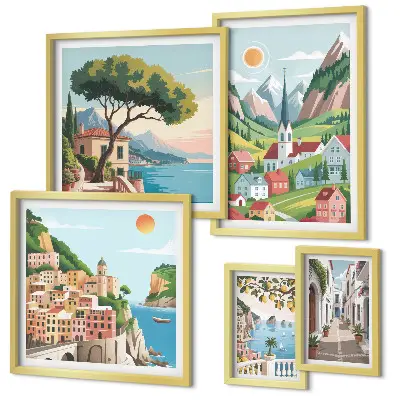 Framed photo set Charming mountains and towns
