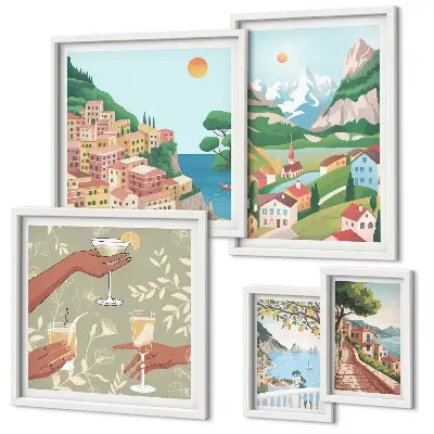Set of 5 wall art pieces Charming landscapes for relaxation