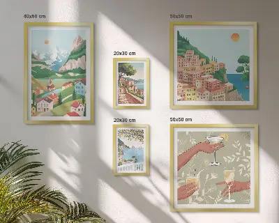 Set of 5 wall art pieces Charming landscapes for relaxation