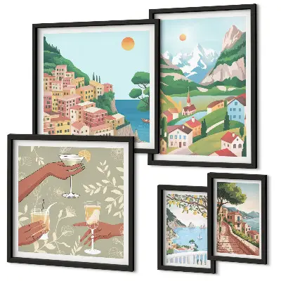Set of 5 wall art pieces Charming landscapes for relaxation