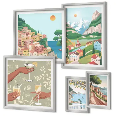 Set of 5 wall art pieces Charming landscapes for relaxation