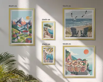 Gallery wall Retro mountain and sea landscapes