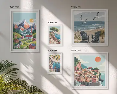Gallery wall Retro mountain and sea landscapes