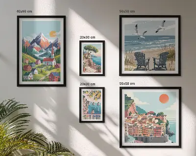 Gallery wall Retro mountain and sea landscapes