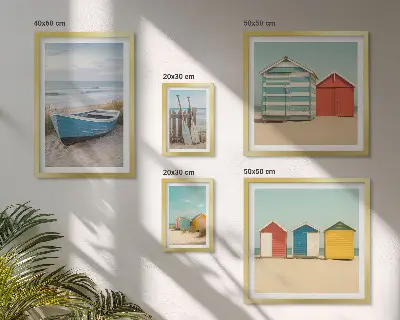 Framed photo set Seaside views, houses, boats