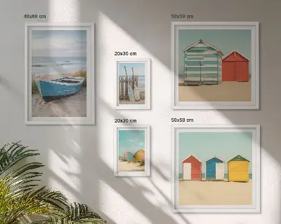 Framed photo set Seaside views, houses, boats